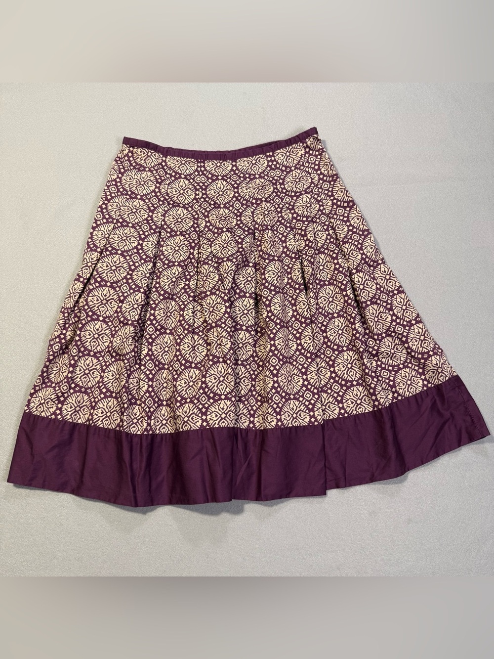 Talbots Petites 4P Purple Print A-Line Skirt Women’s Cotton Blend Knee Length